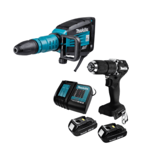 MAKITA HM1214C + DHP487YX2B DEMOLEDOR SDS-MAX 1500W 950-1900IPM + TALADRO PERCUTOR 1/2" 18V BL 40NM C/2 BAT. 1.5AH